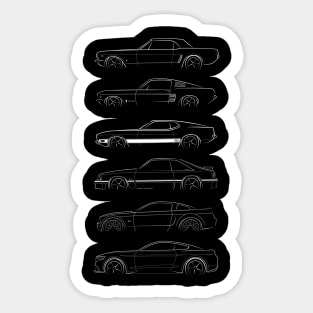 Evolution of the Ford Mustang - profile stencil, white Sticker